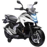 Qaba - Moto électrique Honda sous licence 12V avec phares et musique - blanc-La licence Honda garantit la qualité et la confiance pour cette moto électrique pour enfants 