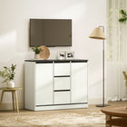 HOMCOM - Bahut buffet 39,4 po L avec portes à fermeture douce - grain de bois blanc-Comprend des kits anti-basculement pour assurer la sécurité de la famille 