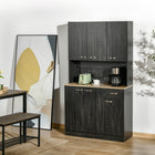 HOMCOM - Buffet moderne 71 po avec huche, rangement, tiroir et support pour micro-ondes - noir-Étagères réglables permettant de stocker des objets plus volumineux, sans se soucier de leur adaptation 
