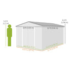 Outsunny - Remise de jardin extérieure robuste 12 pi x 10 pi, gris foncé-Quatre évents améliorent la circulation de l'air et gardent l'abri sans humidité 
