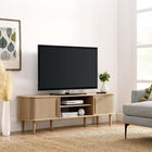 Modway - Contour 63 po Bois Meuble TV, Chêne-Hévéa, panneau de particules, MDF