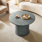 HOMCOM - Table basse ronde 31,5 po avec rangement - gris-La surface résistante aux rayures assure un nettoyage facile et une utilisation durable