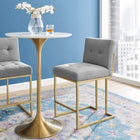 Modway - Privy Acier inoxydable doré Tissu rembourré Tabouret de comptoir - Or gris clair-Tissu polyester doux pour tissu