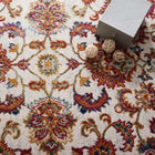 Modway - Entourage Treillis floral vintage Azami Vieilli Tapis de 5 pi l x 8 pi L - Ivoire Bleu Orange Jaune Rouge-Protégez les planchers contre le passage des piétons / du mobilier