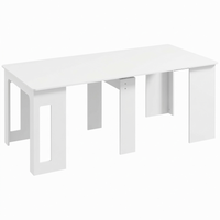 HOMCOM - Table à manger rectangulaire extensible 23,6 po-70,9 po pour 6-8 personnes - blanc-Cette table à manger s'étend de 23,6 po à 70,9 po, offrant des places pour jusqu'à 6 personnes 
