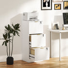 HOMCOM - Classeur vertical à 3 tiroirs cannelés pour documents Letter/A4 avec serrure - blanc-Chaque tiroir peut être verrouillé séparément pour plus de sécurité, avec deux clés par serrure 
