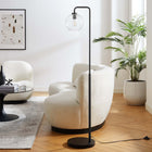 Modway - Silo Globe de verre Verre et métal Lampe sur pied, Noir-Teinte transparente