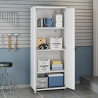 Manhattan Comfort - Armoire de garage moderne Fortress 77 cm (30,3 po) - Blanc-Poignée métallique encastrée