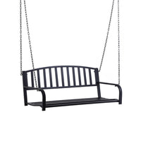 Outsunny - Chaise balançoire de porche 50 po avec chaîne, noir-Banc balançoire de porche extérieur pour 2 personnes, qui est deux produits en un  
