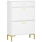 HOMCOM - Organisateur moderne de rangement pour chaussures avec portes rabattables - blanc-Le meuble à chaussures moderne s'adapte à la plupart des styles de décoration intérieure