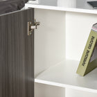 HOMCOM - Buffet latéral haute brillance 31,1 po L avec 2 tiroirs - gris et blanc-Portes à ouverture push-click pour plus de praticité 
