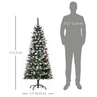 HOMCOM - Sapin de Noël floqué avec baies rouges - pommes de pin - vert-Conception à charnière et branches faciles à façonner pour un look complet et rapide  