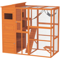 PawHut - Enclos extérieur pour chats 76 po Catio pour 2-3 chats d’intérieur, orange-Le design spacieux accueille confortablement 2 à 3 grands chats 