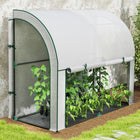 Outsunny - Serre adossée 10 pi x 3 pi x 5 pi avec barrière anti-mauvaises herbes, blanc- Les bords de la bâche sont entièrement ourlés pour éviter les déchirures
