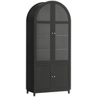 HOMCOM - Armoire de cuisine arche 71 po H - noir-L'arche unique avec des portes en verre acrylique transparent ajoute un charme de ferme moderne aux espaces 