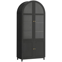 HOMCOM - Armoire de cuisine arche 71 po H - noir-L'arche unique avec des portes en verre acrylique transparent ajoute un charme de ferme moderne aux espaces 