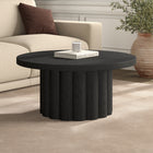 Hudson&Canal - Table basse ronde cannelée Olie - 32 po l - Grain noir-Socle à piédestal orné de larges cannelures enveloppantes