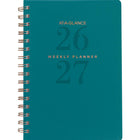 AT-A-GLANCE - Agenda scolaire hebdomadaire/mensuel Signature Lite 2026-2027 - 8 1/2 po H x 5 3/8 po l - sarcelle - bilingue-12 mois : juillet 2026 à juin 2027