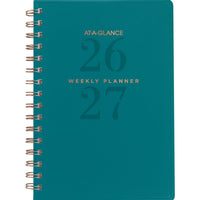 AT-A-GLANCE - Agenda scolaire hebdomadaire/mensuel Signature Lite 2026-2027 - 8 1/2 po H x 5 3/8 po l - sarcelle - bilingue-12 mois : juillet 2026 à juin 2027