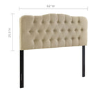 Modway - Annabel Tissu rembourré Tête de lit Queen, Beige-Boutons profondément encastrés