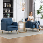 HOMCOM - Fauteuil d’appoint moderne avec large assise - capitonné à boutons pour chambre - bleu foncé - Paquet de 2-Style moderne avec dossier capitonné, complété par des pieds noirs et dorés 
