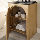Modway - Appia 24" Vanette de salle de bain - Noir de chêne-Bassin d’évier en céramique noire