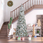 HOMCOM - Sapin de Noël artificiel 9' forme crayon enneigé - ouverture automatique-La forme de crayon ne prend pas beaucoup de place sur le sol ou sur la table, convenant aux petites pièces ou à un deuxième arbre de Noël dans une entrée 