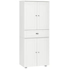 HOMCOM - Armoire de cuisine 72 po avec tiroir, 4 portes et 3 étagères réglables - blanc-Les panneaux de porte encastrés et les poignées élégantes en aluminium apportent une touche moderne à votre intérieur 