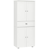 HOMCOM - Armoire de cuisine 72 po avec tiroir, 4 portes et 3 étagères réglables - blanc-Les panneaux de porte encastrés et les poignées élégantes en aluminium apportent une touche moderne à votre intérieur 