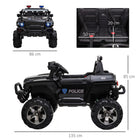 Aosom - voiture électrique pour enfants 2 places 12v rc camion de police - noir-Avance ou recule avec le levier de vitesse, accélère avec la pédale 