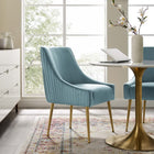 Modway - Discern Dos plissé Velours Performance Rembourré Chaise à manger - Bleu clair-Sellerie en velours en polyester