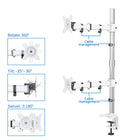 ShoppingAll - Support sur pied entièrement réglable pour deux écrans - Blanc-Grâce à la liberté de réglage vertical, vous pouvez réaliser des configurations de moniteurs empilés.