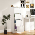 HOMCOM - Classeur vertical cannelé à 4 tiroirs pour documents format lettre/A4 avec serrure - blanc-Quatre tiroirs à dossiers adaptés aux dossiers format A4 ou lettre 

