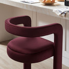 Modway - Winslow Performance Velvet Tabouret de bar - Mûrier-Repose-pieds en acier inoxydable