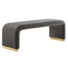 Modway - Koda Performance Velvet Banc long de la chute d’eau - Brass Storm Grey-Revêtement en velours de performance