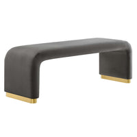 Modway - Koda Performance Velvet Banc long de la chute d’eau - Brass Storm Grey-Revêtement en velours de performance