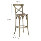 Modway - Gear Tabouret de bar - Gris-Construction en bois d’orme