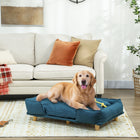 PawHut - Canapé pour chien surélevé et lavable pour grande taille - bleu foncé-Canapé et housse amovibles pour un nettoyage facile 