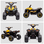 Aosom - quad 12v pour enfants avec musique, phares, vitesse haute et basse - jaune-Ports AUX pour la musique 