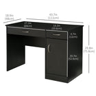 HOMCOM - Bureau d'ordinateur avec tiroirs de rangement - 43,25 po L x 19 po l x 29,75 po H - noir-La structure compacte et la petite taille conviennent aux appartements, aux bureaux de chambre d’étudiant et aux petits espaces