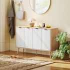 HOMCOM - Buffet moderne 47,2 po L, meuble de rangement - bois naturel-Motif chevron en relief sur les panneaux de porte pour un look original et tendance 