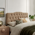 Modway - Annabel Mélange de lin premium Tête de lit King, Amande-Cadre en mélange de bois