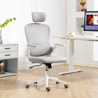 HOMCOM - Chaise de bureau ergonomique avec support lombaire et accoudoirs relevables - gris-Les accoudoirs relevables permettent de gagner de la place, idéal pour les petites pièces et les appartements 