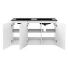 Modway - Bryn Évier double mural de 48" Vanette de salle de bain - Blanc Noir-Trous de robinet centraux 8"