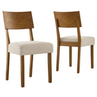 Modway - Pax Bois Fauteuils d’accompagnement à manger Ensemble de 2 - Tissage à bruyère gland beige clair-Ensemble de 2 chaises de salle à manger