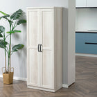HOMCOM - Armoire de cuisine avec portes et étagères réglables - blanc vieilli-Les étagères réglables permettent de ranger des objets plus volumineux, sans se soucier de leur adaptation 