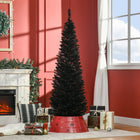 HOMCOM - Sapin de Noël artificiel 6' mince - décoration de fête - noir-Arbre de Noël artificiel de 6 pieds de haut dans un style d'arbre réaliste 