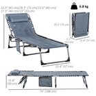 Outsunny - Chaise longue d’extérieur - chaise longue pliante - gris-Conçu avec une poche latérale pratique pour ranger magazines, livres et appareils