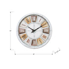 Monarch Specialties - 9036 Surdimensionné Grand Horloge Murale Rond de 30" - Blanc Antique, Naturel-Fabriquée avec un cadre en plastique robuste et une surface en verre, cette horloge murale décorative ne nécessite aucun assemblage et fonctionne efficacement avec une seule pile AA (non incluse)