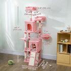 PawHut - Arbre à chat 70 po, tour à plusieurs niveaux avec 2 condos - rose-Une large base et une sangle anti-basculement assurent la stabilité pour vos chats actifs 